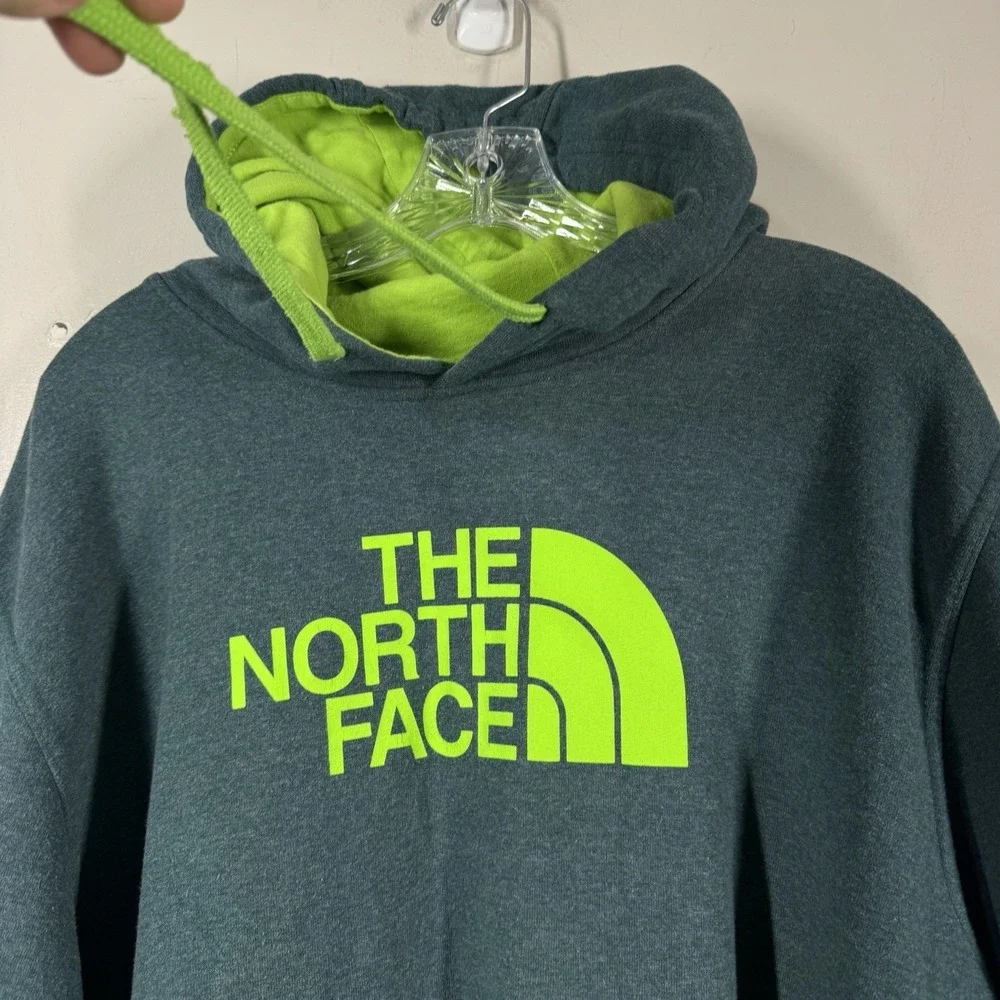 The North Face Half Dome Teal Green & Neon Hoodie Pullover Mens Sz XXL